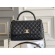 Chanel Classic Coco Handle Medium 29cm with Black Lizard Skin Handle Flap Bag in Black, Champagne Gold Hardware, Seamless Stitching, Caviar Leather, Hass Factory Leather, Dimensions: 29x18x12cm.