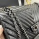 Chanel Classic Flap Bag in 2.55 V-Pattern So Black, Large 28, Black, Silver Hardware, Lambskin Leather, Padded Leather, Hass Factory Leather, Dimensions: 28cm.