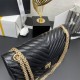 Chanel Classic Flap Bag in 2.55 V-Pattern So Black, Large 28, Black, Gold Hardware, Lambskin Leather, Padded Leather, Hass Factory Leather, Dimensions: 28cm.