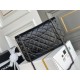 Chanel Classic Flap Bag in 2.55 Diamond Pattern So Black, Large 28, All Black, Lambskin Leather, Padded Leather, Hass Factory Leather, Dimensions: 28x20x8cm.