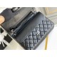 Chanel Classic Flap Bag in 2.55 Diamond Pattern So Black, Large 28, All Black, Lambskin Leather, Padded Leather, Hass Factory Leather, Dimensions: 28x20x8cm.