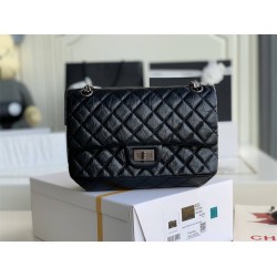 Chanel Classic Flap Bag in 2.55 Diamond Pattern So Black, Medium 24, Black, Silver Hardware, Lambskin Leather, Padded Leather, Hass Factory Leather, Dimensions: 24x16x8cm.