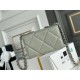 Chanel 19 WOC (Wallet on Chain) in Lambskin Leather, Gray, Silver Hardware, Hass Factory Leather, Dimensions: 20x18x9cm.