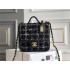 Chanel 22K Flap Bag for Autumn/Winter, Messenger Bag in Woolen Fabric, Black, Gold Hardware, Dimensions: 17x21x6cm.