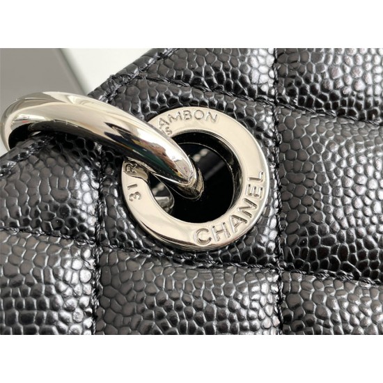 Chanel Grand Shopping Tote (GST) in Black with Silver Hardware, Caviar Leather, Hass Factory Leather, Dimensions: 34x24x12cm.