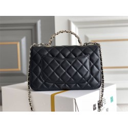 Chanel Classic Flap Bag with Top Handle, adorned with Rhinestones, Large 20, Lambskin Leather, Hass Factory Leather, Dimensions: 13x20x7cm.