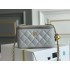 Chanel Vanity Case with Lipstick Holder, Gold Hardware, Gold Ball, Gray with Gold Hardware, Mini 11, Long Box, Lambskin Leather, Hass Factory Leather, Dimensions: 9.5x17x8cm.