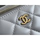 Chanel Vanity Case with Lipstick Holder, Gold Hardware, Gold Ball, Gray with Gold Hardware, Mini 11, Long Box, Lambskin Leather, Hass Factory Leather, Dimensions: 9.5x17x8cm.