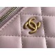 Chanel Vanity Case with Lipstick Holder, Gold Hardware, Gold Ball, Pink with Gold Hardware, Mini 11, Long Box, Lambskin Leather, Hass Factory Leather, Dimensions: 9.5x17x8cm.