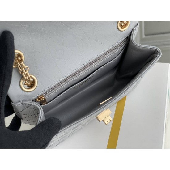 Chanel Classic Flap Bag in 2.55 Puffy Calfskin, Gray with Gold Hardware, Small 20cm.