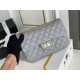 Chanel Classic Flap Bag in 2.55 Puffy Calfskin, Gray with Gold Hardware, Medium 24cm.