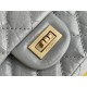 Chanel Classic Flap Bag in 2.55 Puffy Calfskin, Gray with Gold Hardware, Medium 24cm.