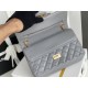 Chanel Classic Flap Bag in 2.55 Puffy Calfskin, Gray with Gold Hardware, Medium 24cm.