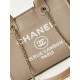 Chanel Beach Bag in Camel Color with White Letters, 33cm.