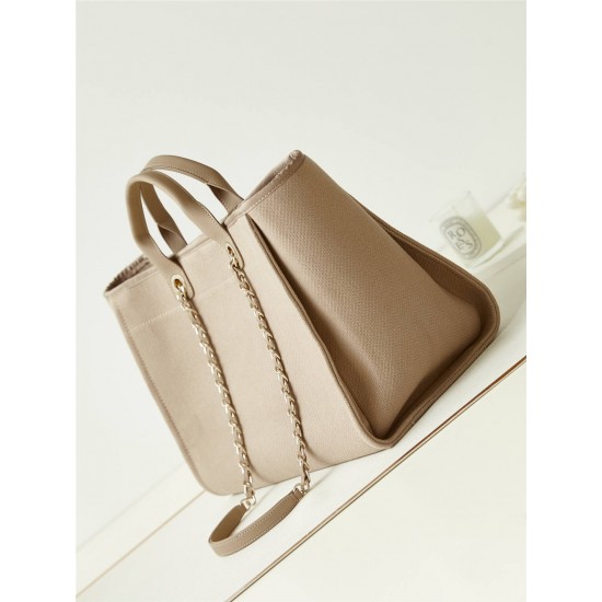 Chanel Beach Bag in Camel Color with White Letters, 38cm.