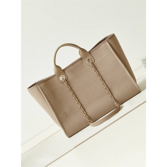 Chanel Beach Bag in Camel Color with White Letters, 38cm.