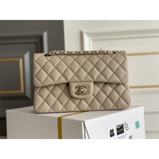 Chanel Classic Flap Bag in Small 23, Light Apricot, Champagne Gold Hardware, Caviar Leather, Hass Factory Leather, 23x15x6cm.