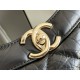 Chanel 23A 31 Bag in Black with Champagne Gold Hardware, Pleated Calfskin Leather, 37x39x8cm.