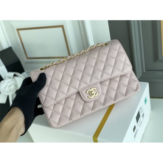 Chanel Classic Flap Bag in Pink with Gold Hardware, Lambskin Leather, Medium 25x16x7cm.