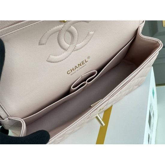 Chanel Classic Flap Bag in Pink with Gold Hardware, Lambskin Leather, Medium 25x16x7cm.