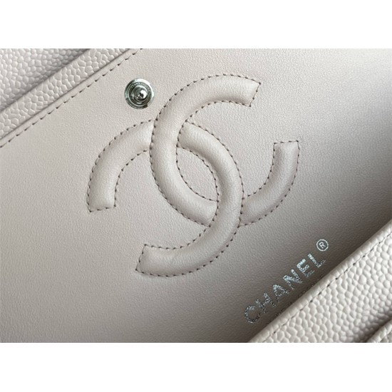 Chanel Classic Flap Bag in Pink with Silver Hardware, Lambskin Leather, Medium 25x16x7cm.