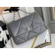 Chanel 19 Bag 22S in Gray with Silver Hardware, Small 26, Lambskin Leather, Hass Factory Leather, 26x16x9cm.