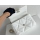 Chanel 19 Bag 22S in White with Silver Hardware, Small 26, Lambskin Leather, Hass Factory Leather, 26x16x9cm.