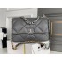 Chanel 19 Bag 22S in Gray with Silver Hardware, Medium 30, Lambskin Leather, Hass Factory Leather, 30x20x10cm.