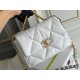 Chanel 19 Bag in White with Gold Hardware, Small 26, Lambskin Leather, Hass Factory Leather, 26x16x9cm.