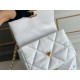 Chanel 19 Bag in White with Gold Hardware, Small 26, Lambskin Leather, Hass Factory Leather, 26x16x9cm.