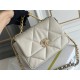 Chanel 19 Bag in Cream with Gold Hardware, Small 26, Lambskin Leather, Hass Factory Leather, 26x16x9cm.