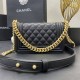 Chanel Le Boy Bag, Small 20, Caviar Leather, Black with Gold Hardware, 20cm.