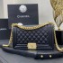 Chanel Le Boy Bag, Medium 25, Caviar Leather, Black with Gold Hardware, 25cm.