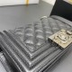 Chanel Le Boy Bag, Small 20, Caviar Leather, Black with Silver Hardware, 20cm.