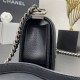 Chanel Le Boy Bag, Small 20, Caviar Leather, Black with Silver Hardware, 20cm.