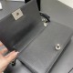 Chanel Le Boy Bag, Medium 25, Caviar Leather, Black with Silver Hardware, 25cm.