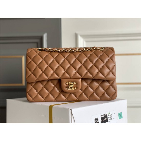 Chanel Classic Flap bag Medium 25 Caramel Gold Hardware Lambskin Hass Factory leather 25x16x7cm