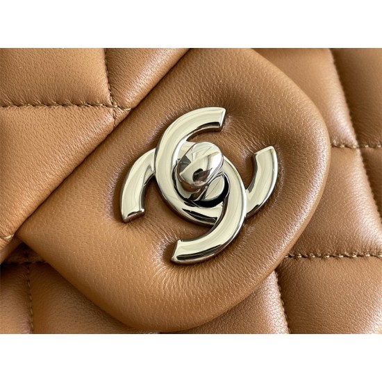 Chanel Classic Flap bag Medium 25 Caramel Silver Hardware Lambskin Hass Factory leather 25x16x7cm