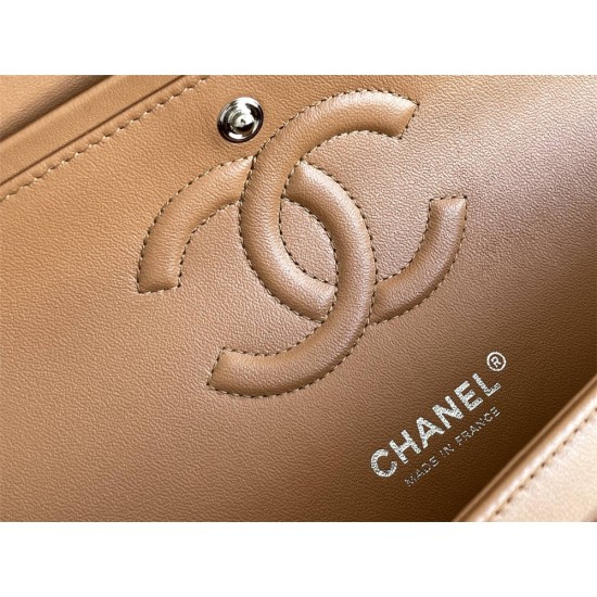 Chanel Classic Flap bag Medium 25 Caramel Silver Hardware Lambskin Hass Factory leather 25x16x7cm