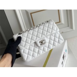 Chanel Classic Flap bag Small 23 White Silver Hardware Lambskin Hass Factory leather 15x23x6cm