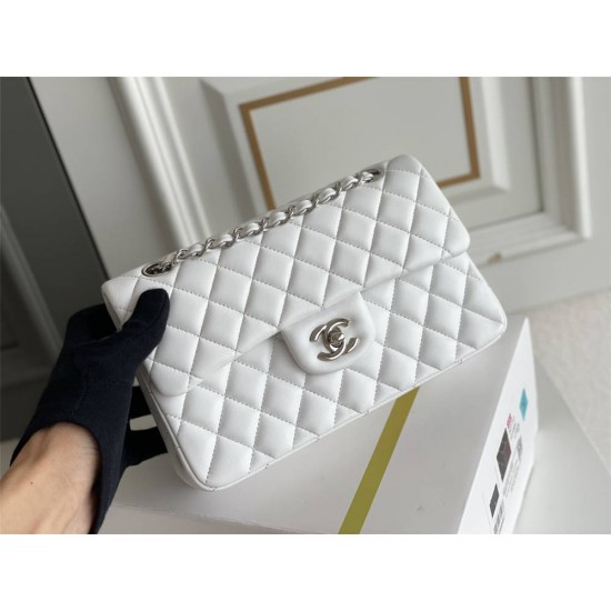 Chanel Classic Flap bag Small 23 White Silver Hardware Lambskin Hass Factory leather 15x23x6cm