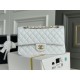 Chanel Classic Flap bag Medium 25 White Gold Hardware Lambskin Hass Factory leather 25x16x7cm