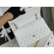 Chanel Classic Flap bag Medium 25 White Gold Hardware Lambskin Hass Factory leather 25x16x7cm