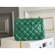 Chanel Classic Flap bag Mini 17 Green Champagne Gold Hardware Lambskin Hass Factory leather 14x17x8cm