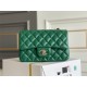 Chanel Classic Flap bag Mini 20 Green Champagne Gold Hardware Lambskin Hass Factory leather 13x20x6cm