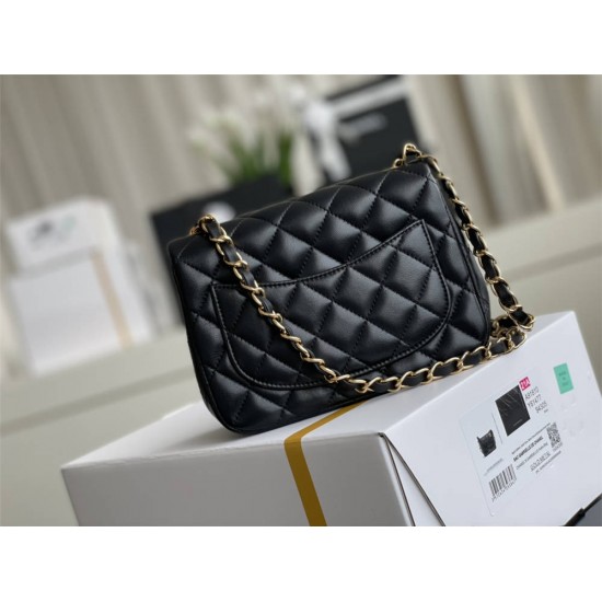 Chanel Classic Flap bag Mini 17 Black Gold Hardware Lambskin Hass Factory leather 14x17x8cm