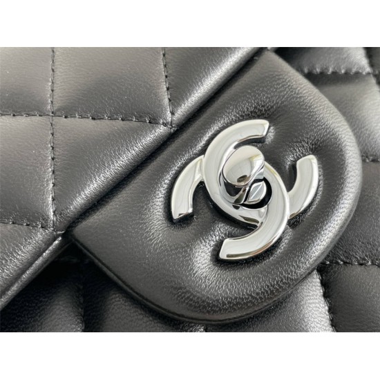 Chanel Classic Flap bag Small 23 Black Silver Hardware Lambskin Hass Factory leather 15x23x6cm