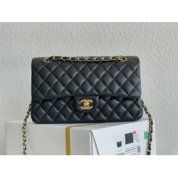 Chanel Classic Flap bag Medium 25 Black Gold Hardware Lambskin Hass Factory leather 25x16x7cm