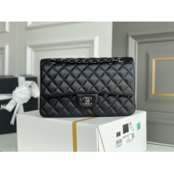 Chanel Classic Flap bag Medium 25 So Black All Black Lambskin Hass Factory leather 25x16x7cm