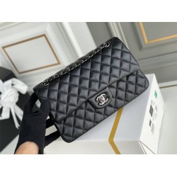 Chanel Classic Flap bag Medium 25 So Black All Black Lambskin Hass Factory leather 25x16x7cm